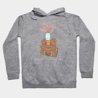 Pile of baggage with a jar with flowers Hoodie